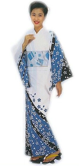 浴衣 反物 白 ブルー 桜 メンズ レディース 絵羽 ゆかた 祭 （s雲2129