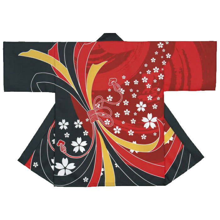 法被 半纏 赤 黒 束ね 熨斗 小桜 はっぴ ハッピ 祭 (o杉7434