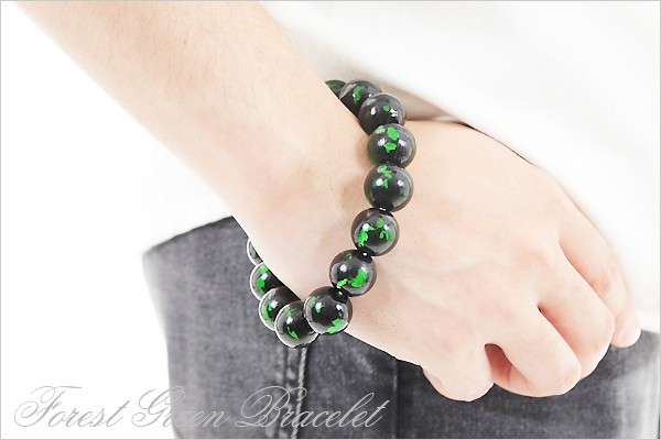 フォレストグリーン ブレスレット ホタルガラス とんぼ玉 癒し