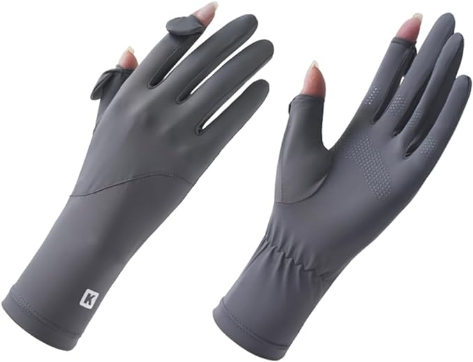 手袋 レディース UVカット UPF50＋認証済み・接触冷感3-5℃・長めデザインで手首までしっかりUVカット 左右2指出し設計・細かい作業が楽｜asaza｜03