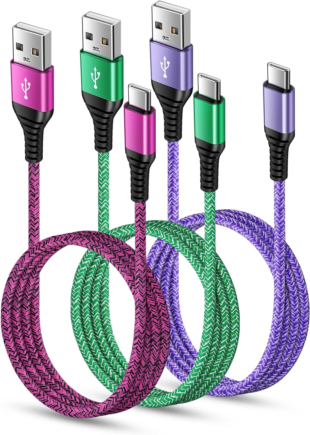USB Type C ケーブル 【1.8m 3本*3色】 3A急速充電 QC3.0対応 タイプｃ充電ケーブル 高耐久 ナイロン USB A to USB C ケーブル タイプc｜asaza｜02