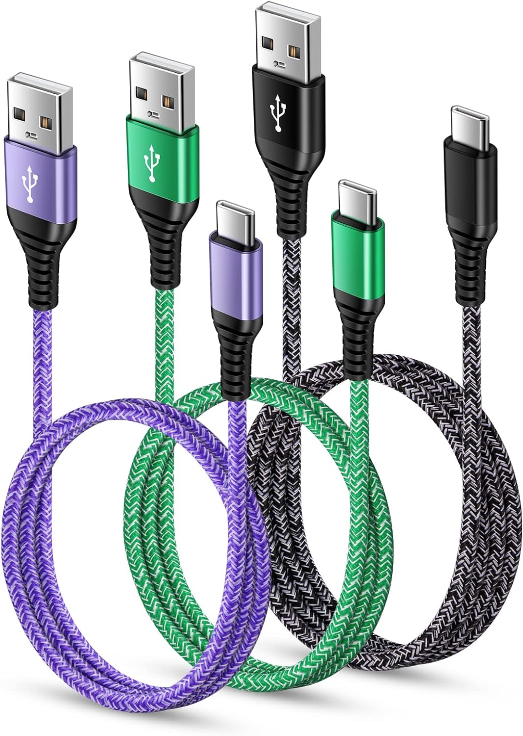 USB Type C ケーブル 【1.8m 3本*3色】 3A急速充電 QC3.0対応 タイプｃ充電ケーブル 高耐久 ナイロン USB A to USB C ケーブル タイプc｜asaza｜04