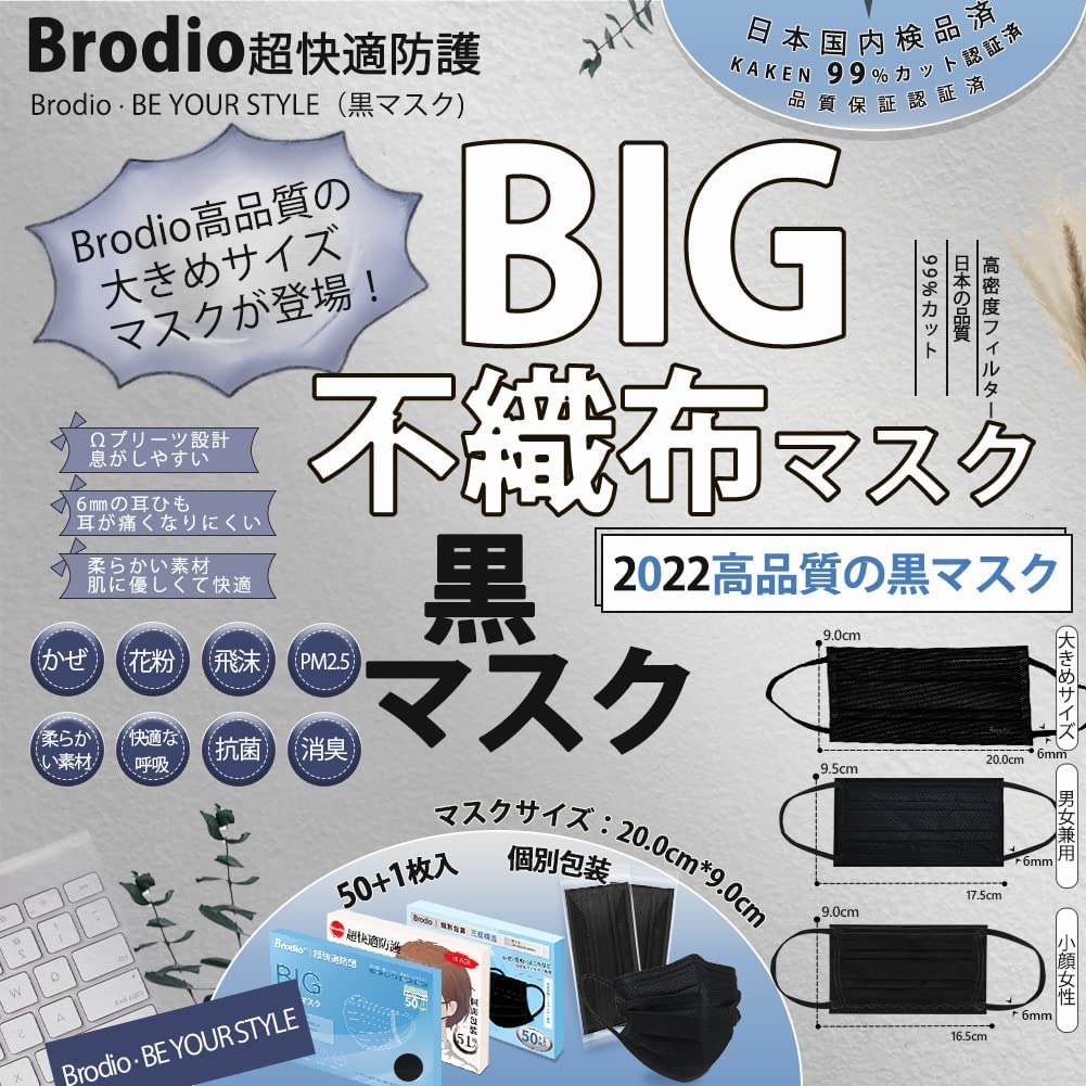 30枚 個包装 超大きめ マスク 不職布 幅200mm フィット感UP！耳が痛く