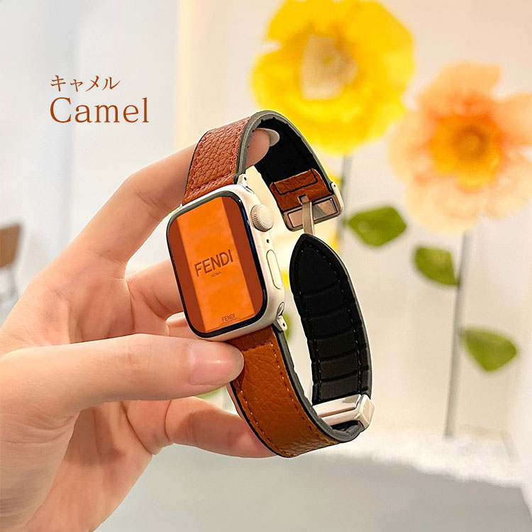 アップルウォッチ バンド 10 9 8 7 6 レディース メンズ 本革 マグネット レザー ラバー 磁石 シボ ベルト se 46mm 42mm 45mm 41mm 40mm 44mm 49mm series10 |  | 02