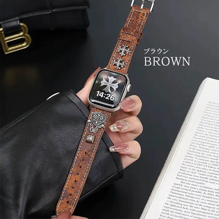 アップルウォッチ バンド 11 10 本革 メンズ レディース 46mm 45mm 44mm 42mm series 9 8 7 6 5 4 3 SE SE2 ロック ヴィンテージ 革 レザー 40mm 41mm 38mm 49mm | Apple Watch | 02