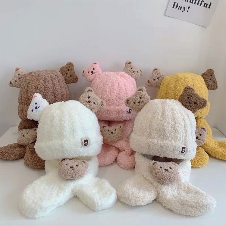 子ども用 ニット帽 くま 耳 マフラー セット 耳付き くまさん 秋 冬