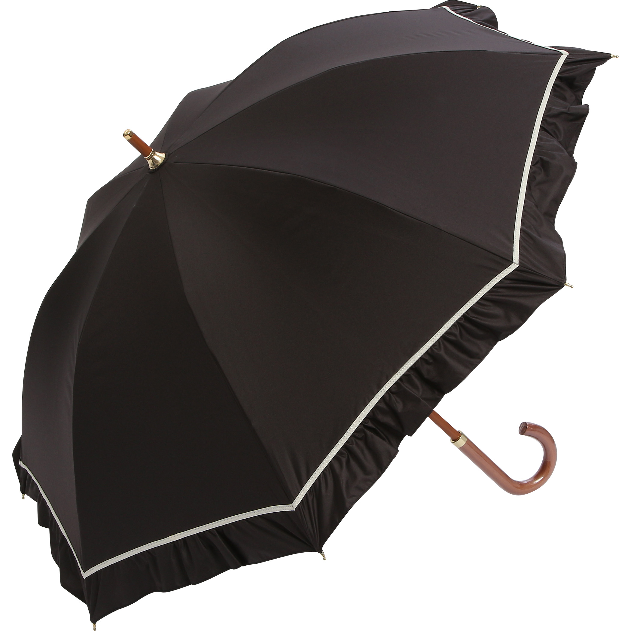 a.s.s.a 公式　日傘 長傘 完全遮光 遮熱　軽量　フリル　木棒　おしゃれ　UVカット　50cm