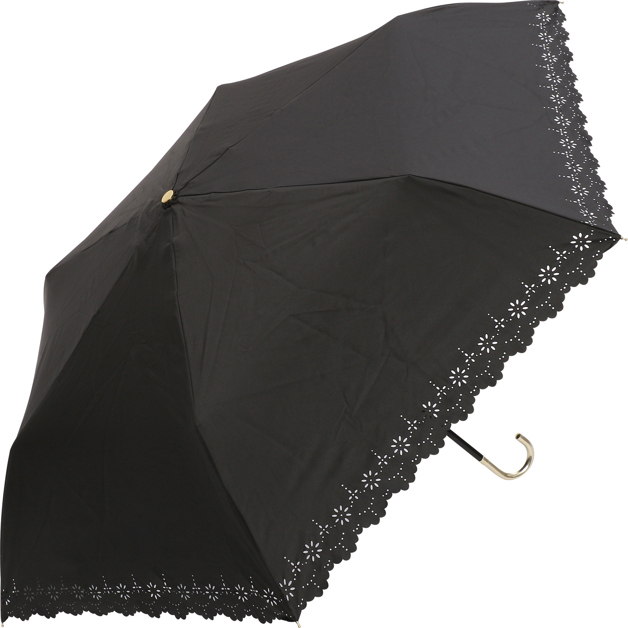 a.s.s.a 公式 日傘 折りたたみ　軽量　完全遮光　レース　刺繍　UV　遮熱　柄　シンプル　ブラ...