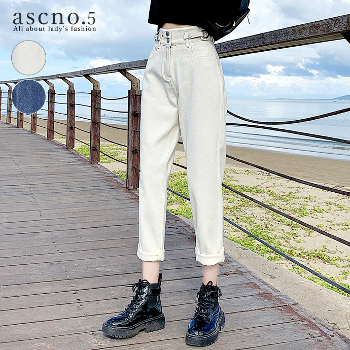ボトムス パンツ ズボン デニム アプリコット ブルー ストリート カジュアル ボーイッシュ ラフ きれいめ サイズ展開 S M L Xl ハイウエスト Fs0140 2 Ascno 5 通販 Yahoo ショッピング