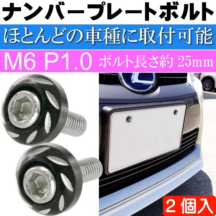 ナンバープレートボルト ネジ カラーワッシャー 2個入 ビス M6 P1.0 フロント部の雰囲気が変わる｜ase-world｜02