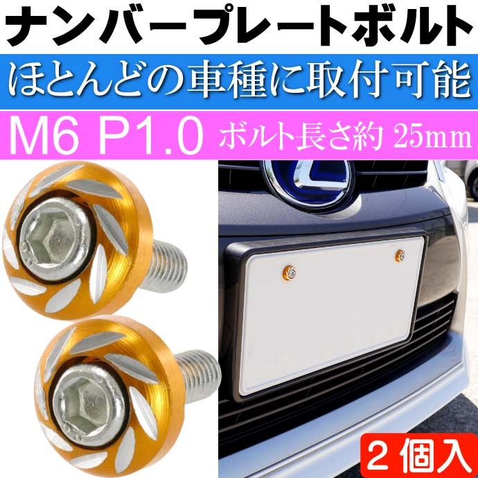 ナンバープレートボルト ネジ カラーワッシャー 2個