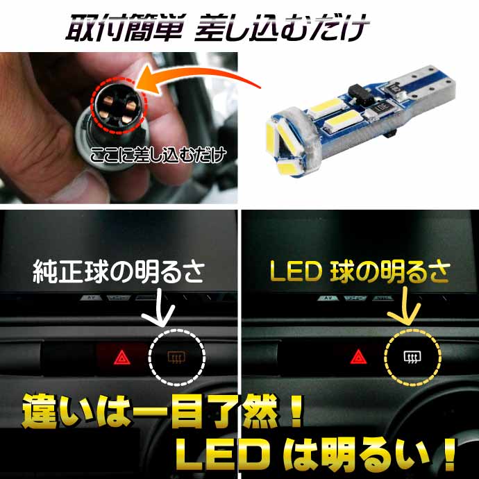 バイク用 LEDバルブ T5 7連SMDメーター球