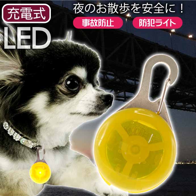 お散歩LEDライト 充電式 首輪用 防犯ライト 光るLED首輪ライト セーフティライト ペット用品