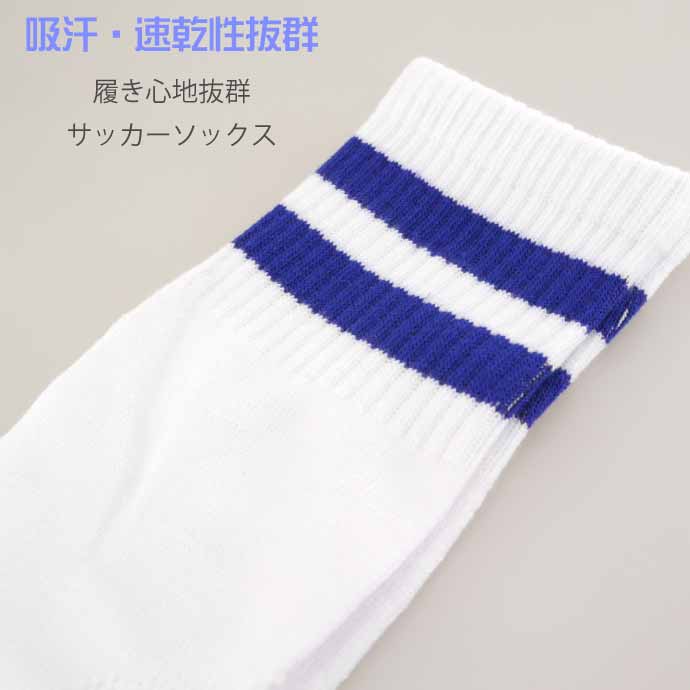 サッカーソックス ジュニア 子供用 16〜23cm 白青 フットサル スポーツ