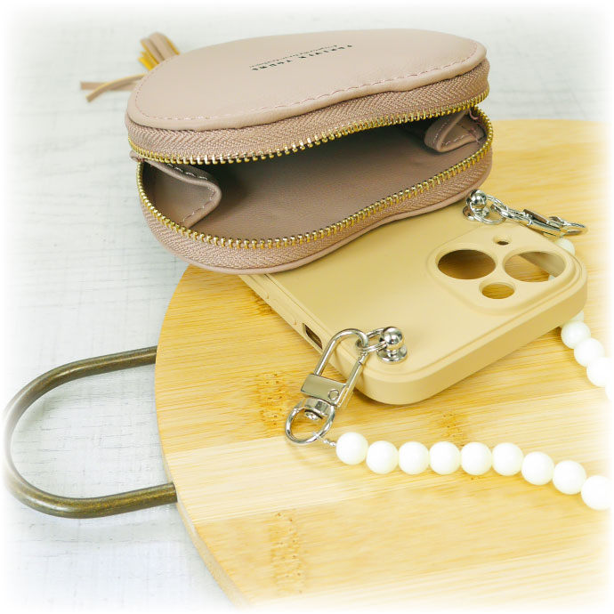 iPhone15 ケース スマホショルダー ハート型コインケース iPhoneケース