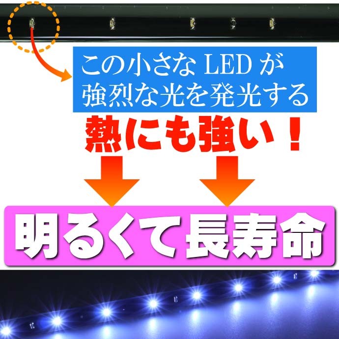 LEDテープ15連30cm正面発光 ホワイト/ブルー/アンバー/レッド/グリーン 白/黒ベース1本 防水 切断可能