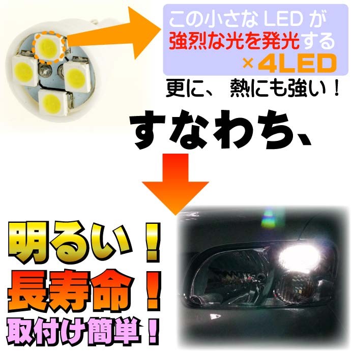 4連★高輝度LEDバルブ T10 SMDウェッジ