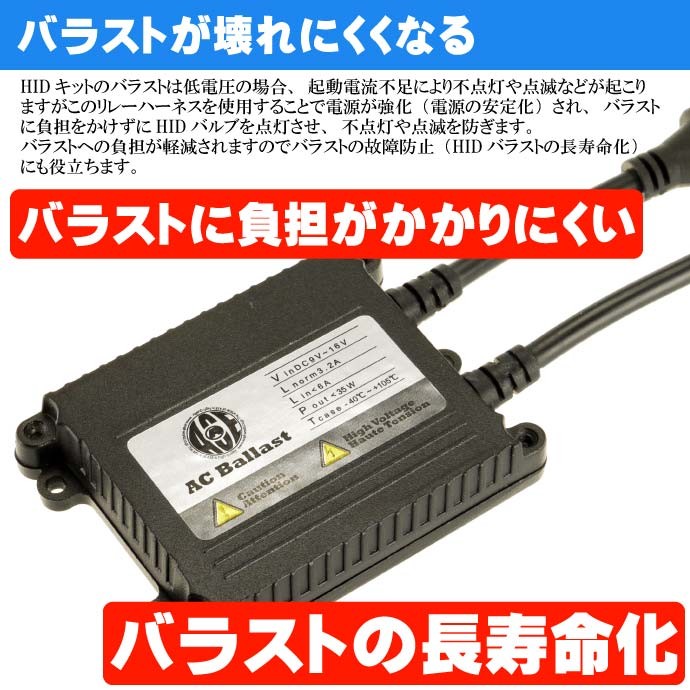 リレーハーネス HID電圧不足解消電源安定用