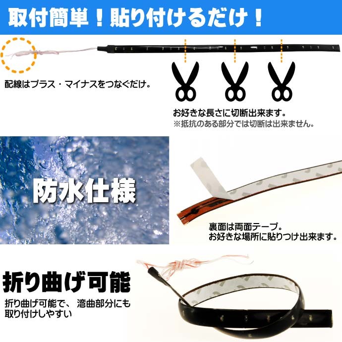 LEDテープ15連★30cmブルー 正面発光 防水 切断可能 as78