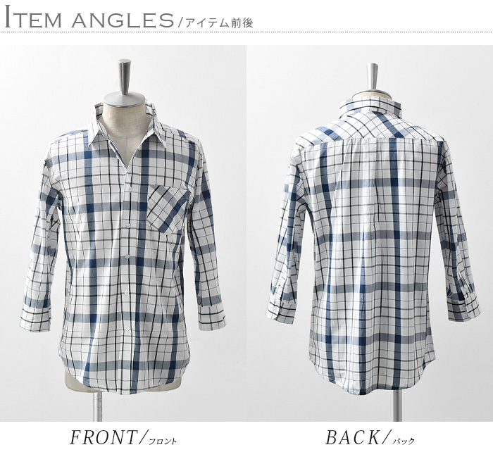 Y&#39;s - ワイズ 七分袖チェックシャツ YE-T97-067 71010237 オープンカラー7分袖シャツ メンズ(S オフシロ): トップス