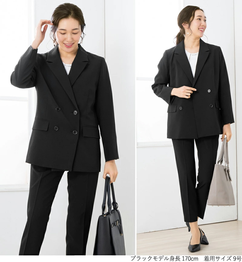 スーツ レディース ロングジャケット ダブル ビジネス パンツスーツ 長袖 2点セット オフィス 通勤 大きいサイズ 30代 40代 50代 あすつく 試着チケット対象 | AddRouge | 13