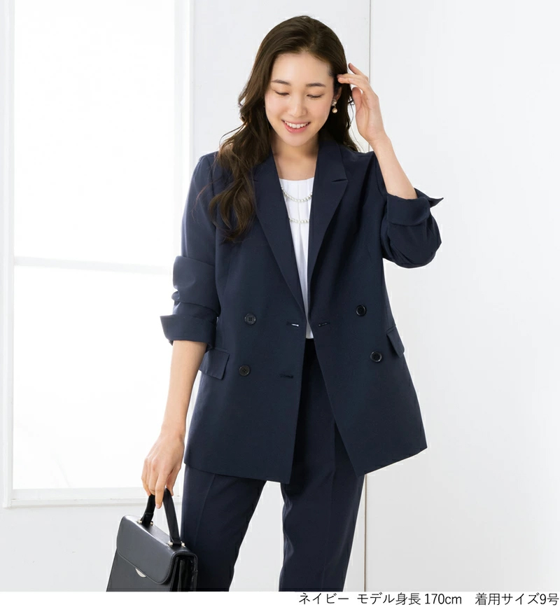 スーツ レディース ロングジャケット ダブル ビジネス パンツスーツ 長袖 2点セット オフィス 通勤 大きいサイズ 30代 40代 50代 あすつく 試着チケット対象 | AddRouge | 14