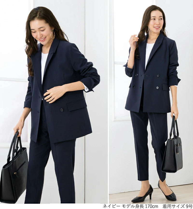 スーツ レディース ロングジャケット ダブル ビジネス パンツスーツ 長袖 2点セット オフィス 通勤 大きいサイズ 30代 40代 50代 あすつく 試着チケット対象 | AddRouge | 15