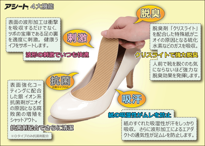 激安超安値 アシートOタイプ消臭 抗菌 吸汗 中敷きインソール ブーツパンプスヒール 安全靴