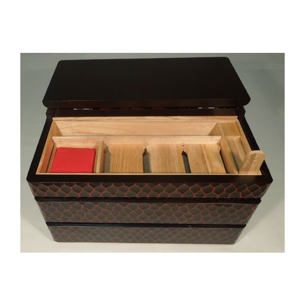木製 日本製 ソーイングボックス 裁縫箱 針箱 2E-47 鎌倉彫 ソーイング 
