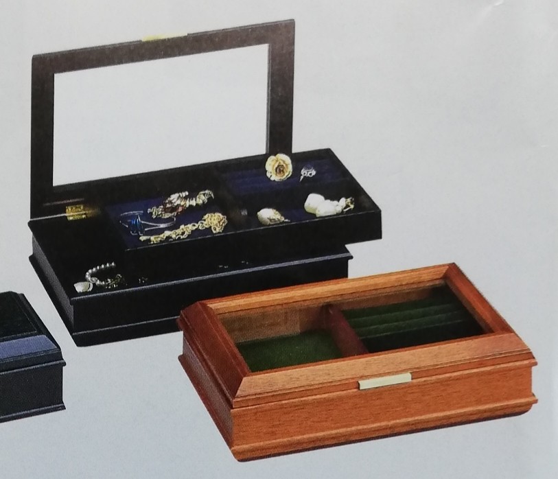 木製 宝石箱 鎌倉彫 鏡付き ほ-19 ジュエリーボックス アクセサリー