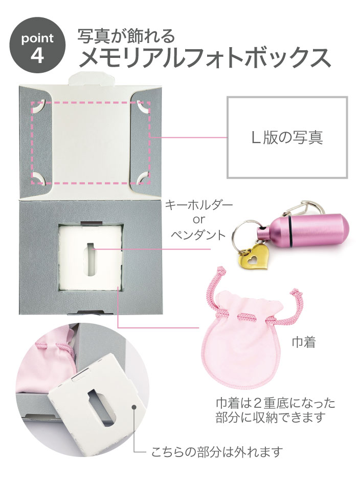 メモリアルフォトボックス チャーム付き メモリアルカプセル フォトボックス付き 遺骨カプセル 刻印 