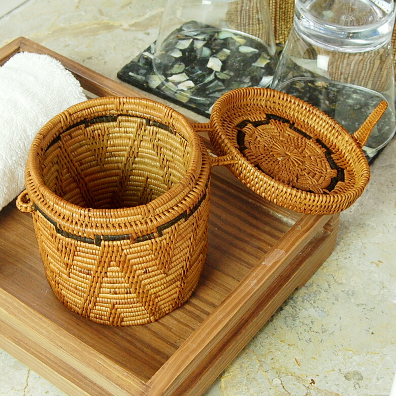 可愛い編み目 アタ製 筒型 小物入れケース 10310 : アジア工房 - 通販