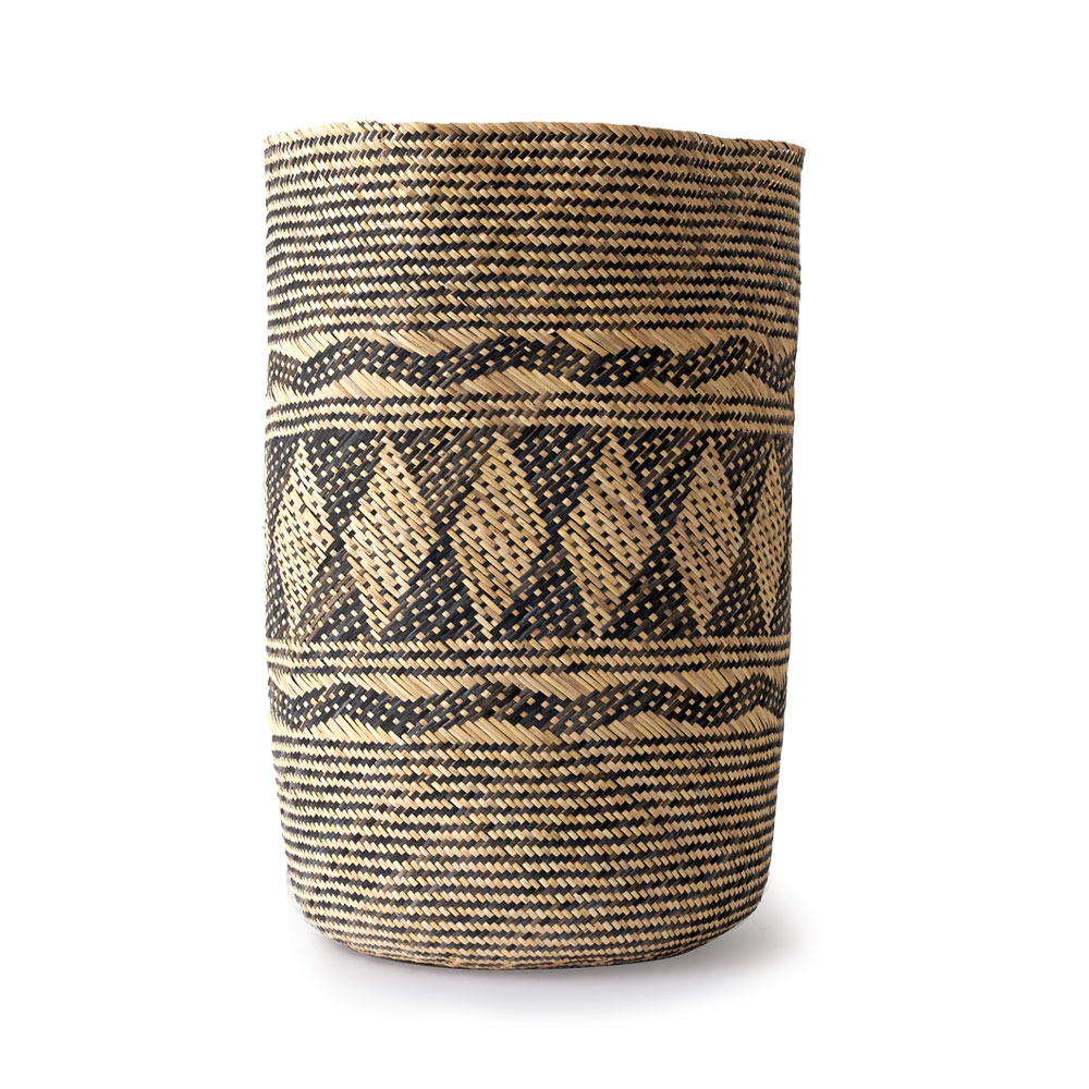 プランター カバー 筒形 円柱 ラタン ネイティブ柄 深型 L 10号 植木