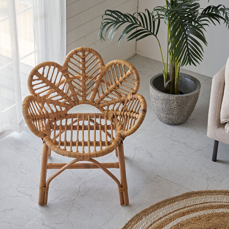チェア ラタン 籐 天然素材 椅子 フラワー 花 座面高 31.5cm 