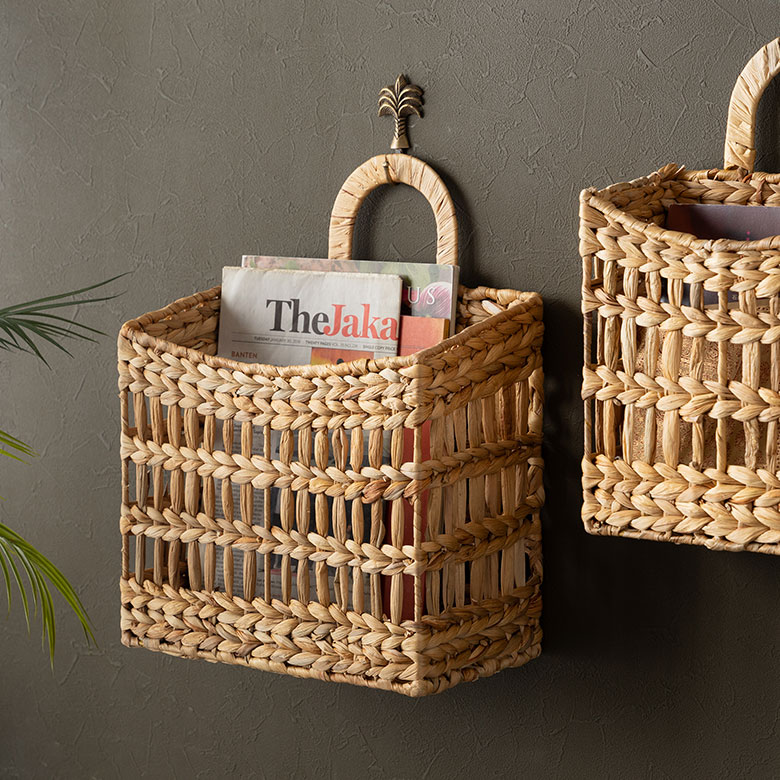 コーン型壁掛けバスケット 2個セット Amazon.co.jp: 枝編みコーンハンギングバスケット ヴィンテージ装飾 2