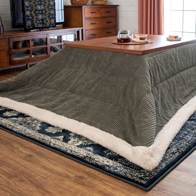 こたつ布団 長方形 190×230cm グレー コーデュロイ [91367]【 こたつ
