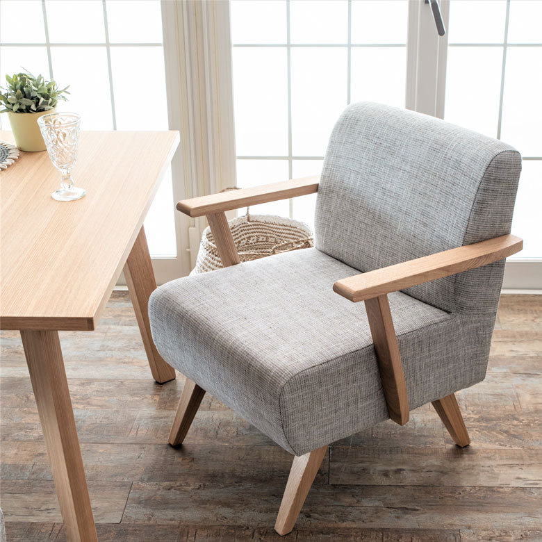 アームチェア　一人掛け　椅子　クラシック ソファ 1人掛け アーム付き 木製 コットン [91379]【 幅61×奥行66