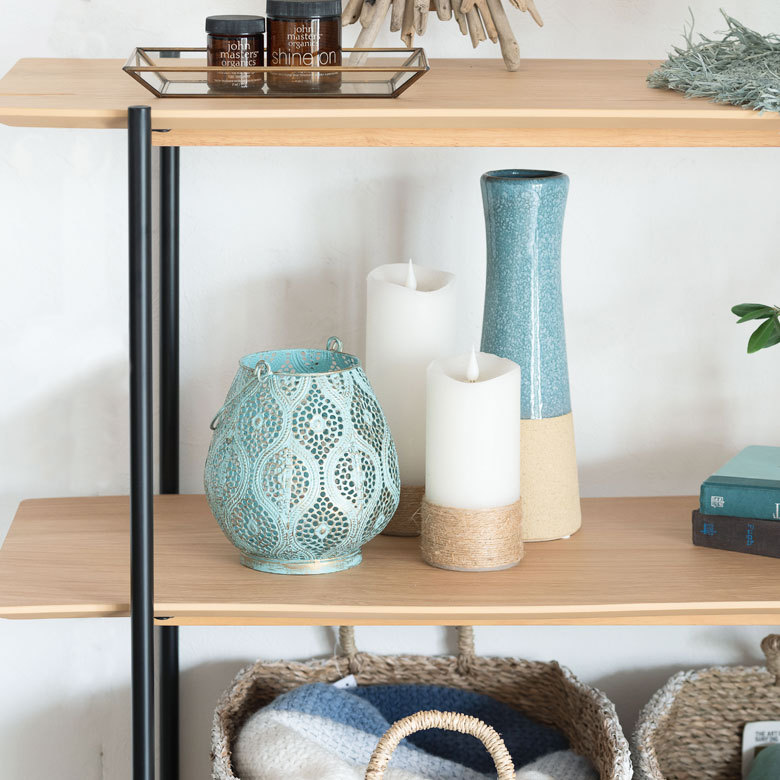 天然木(突板)オープンシェルフ 3段[オーク/ウォルナット]