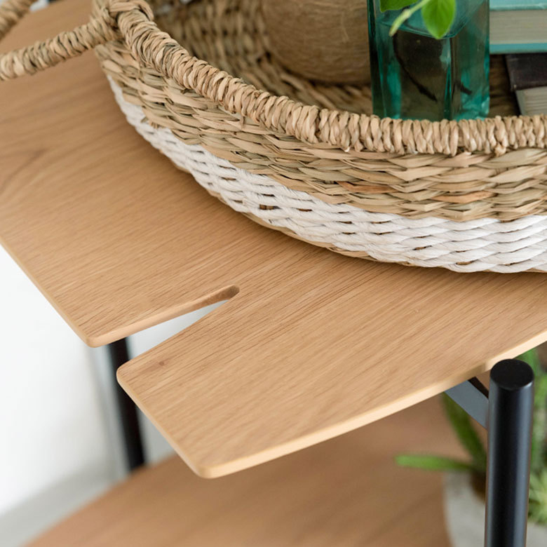 天然木(突板)オープンシェルフ 3段[オーク/ウォルナット]