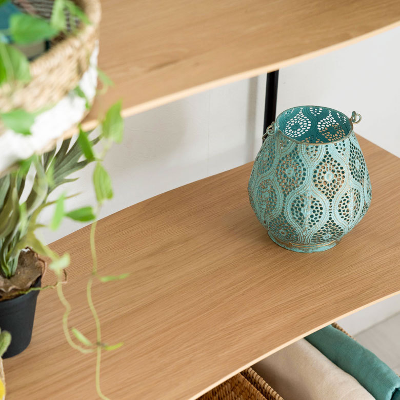 天然木(突板)オープンシェルフ 3段[オーク/ウォルナット]