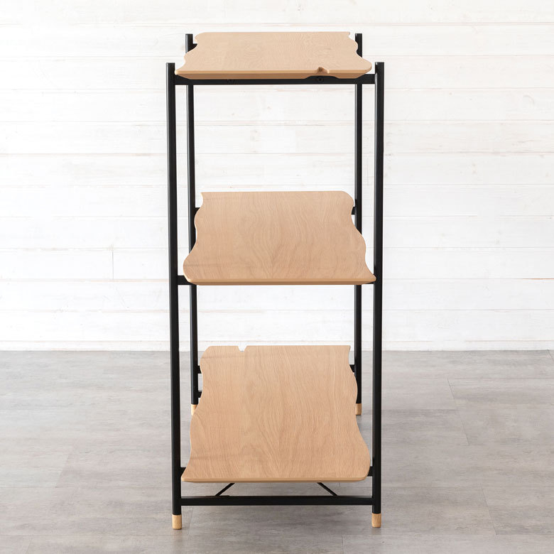 天然木(突板)オープンシェルフ 3段[オーク/ウォルナット]