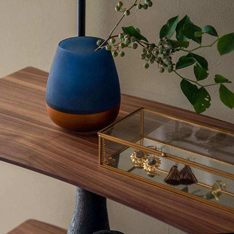 天然木(突板)オープンシェルフ 4段[オーク/ウォルナット]