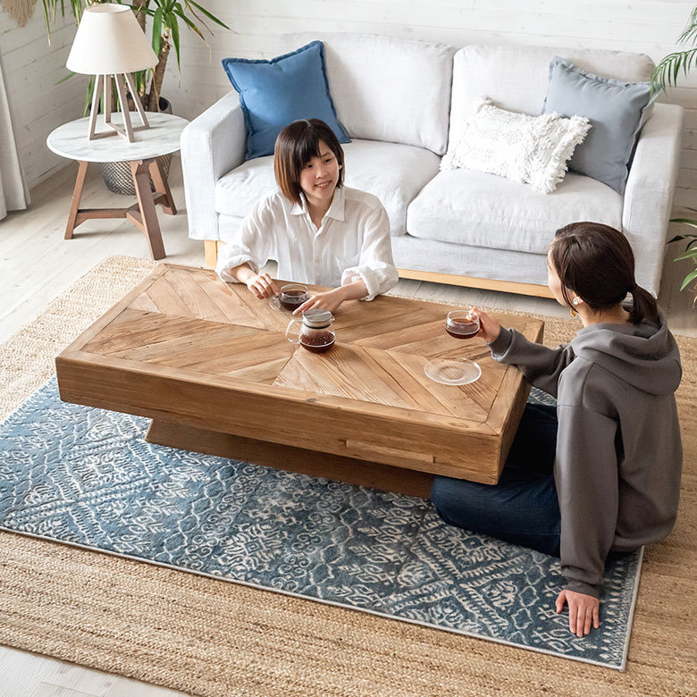 センターテーブル テーブル 木製 W 125 × D 65 cm 長方形 91520