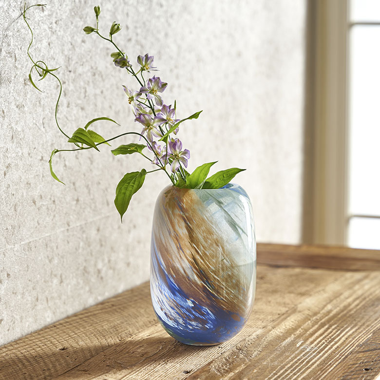【内祝い】 ベース フラワー 花 マーブル ショート 可 水入れ びん 瓶 花瓶・フラワースタンド