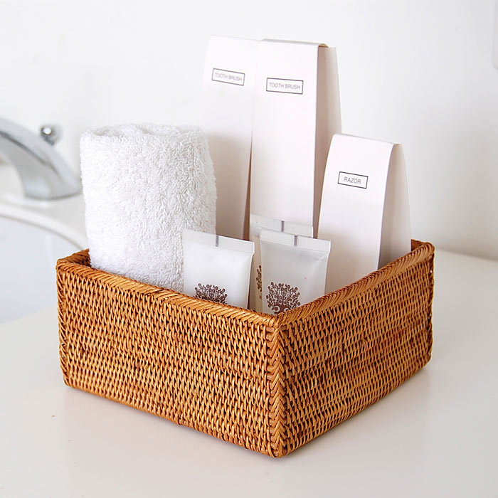 アタの蓋つきBOX アタ 編まれた 四角い収納 ボックス Bタイプ 2412 : アジア工房 - 通販