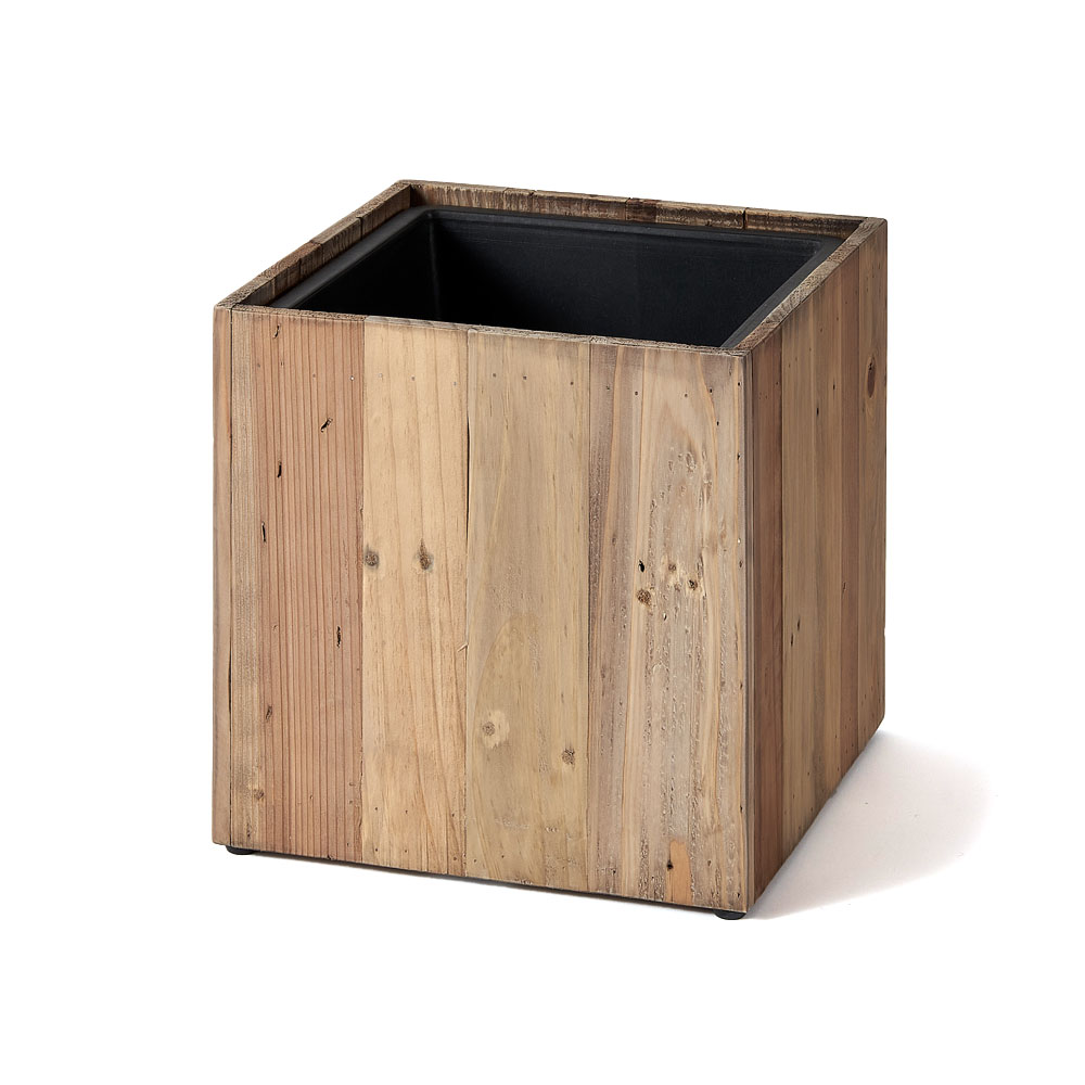 プランターカバー ウッドプランターボックス ウッドプランターカバー スクエア型 Mサイズ 7号用 インナーポット付き 底穴なし 外寸 33.5cm×33.5cm b-51 | ブランド登録なし | 01