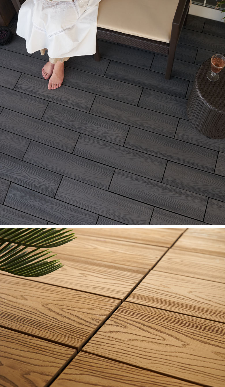 天然木のような木目のウッドデッキパネル