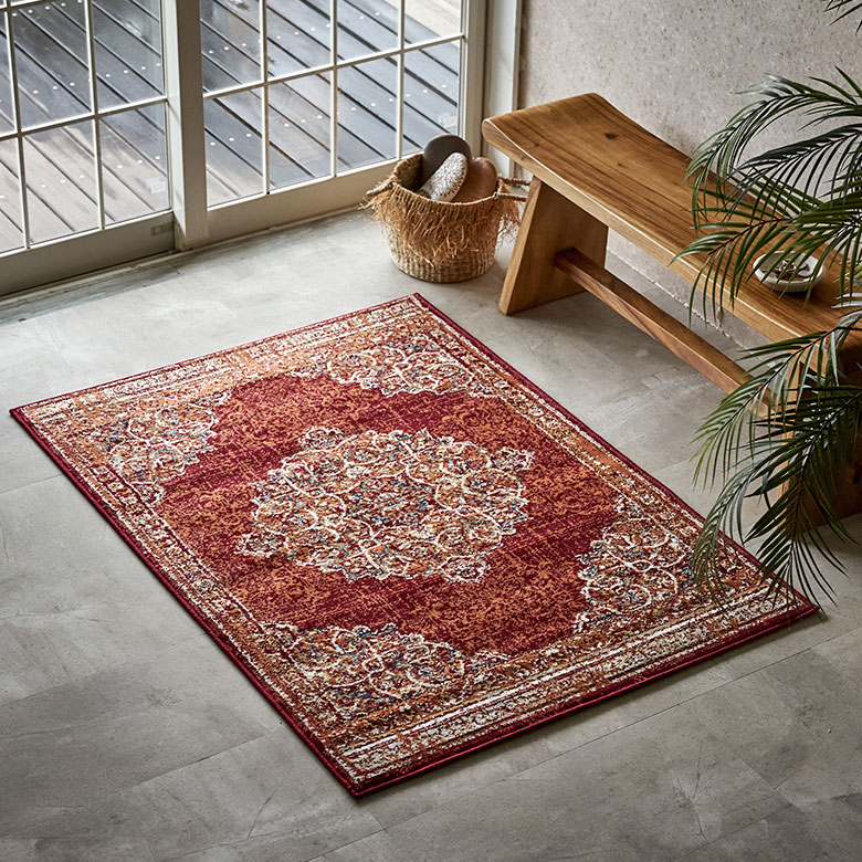 ラグ マット 100×140cm 長方形 ペルシャ 絨毯 風 ホット カーペット 床