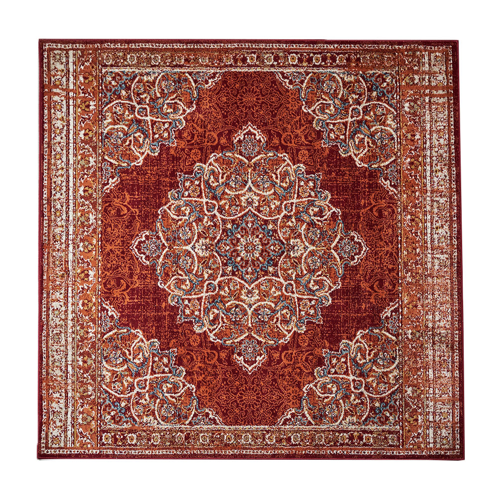 ラグ マット 185×185cm 正方形 ペルシャ 絨毯 風 ホット カーペット 床