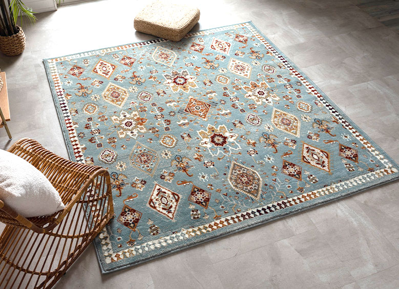 エキゾチック クラシックデザイン ペルシャ絨毯風 185x185cm